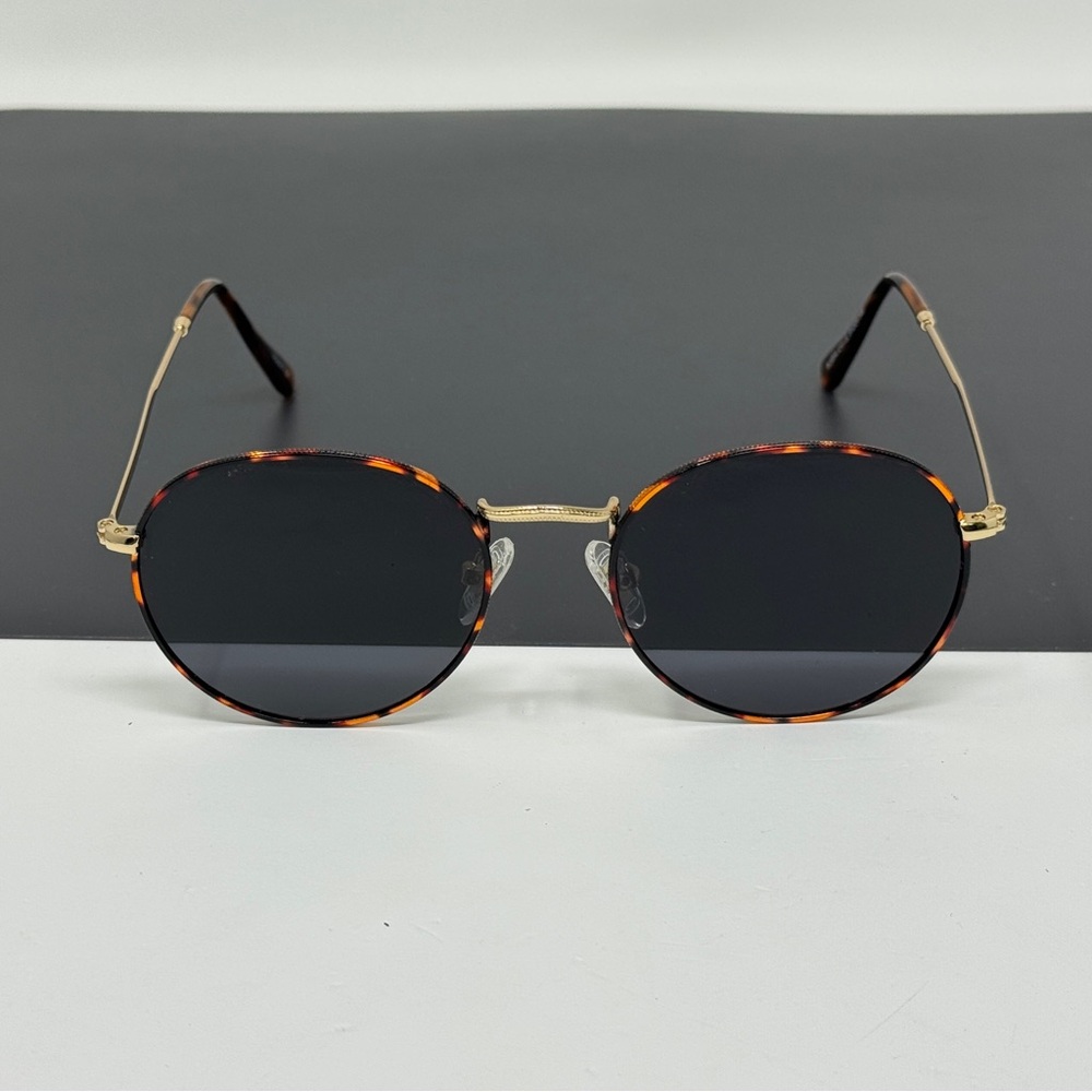 Sojos Sunglasses gold tortoise front polarized round - Picture 1 of 11